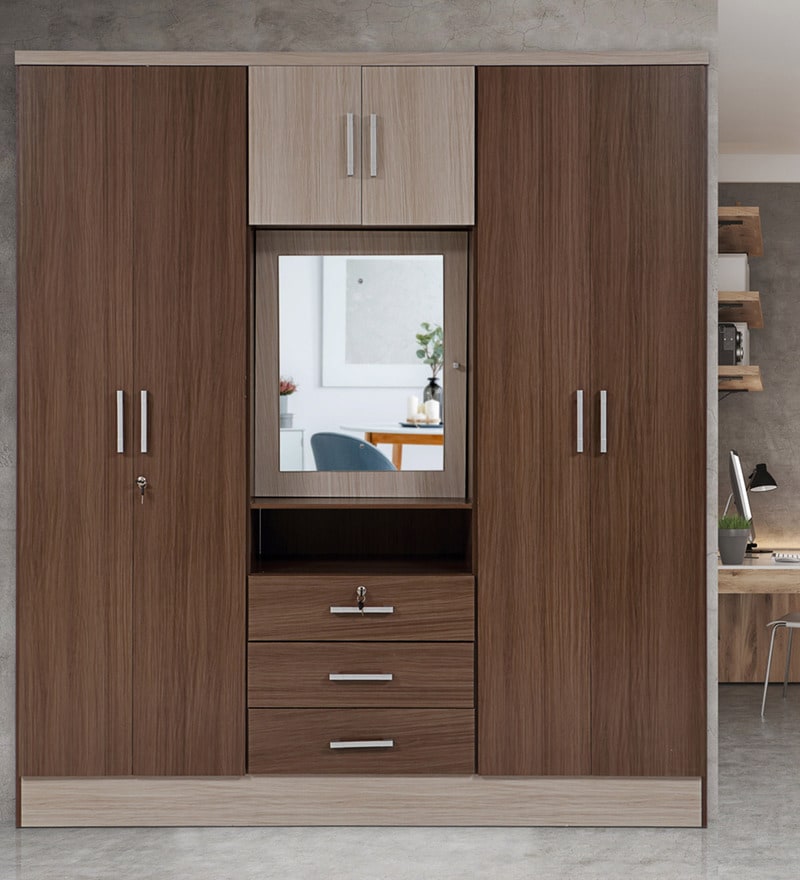 Buy Ren 5 Door Wardrobe With External Drawers In Wenge Finish By