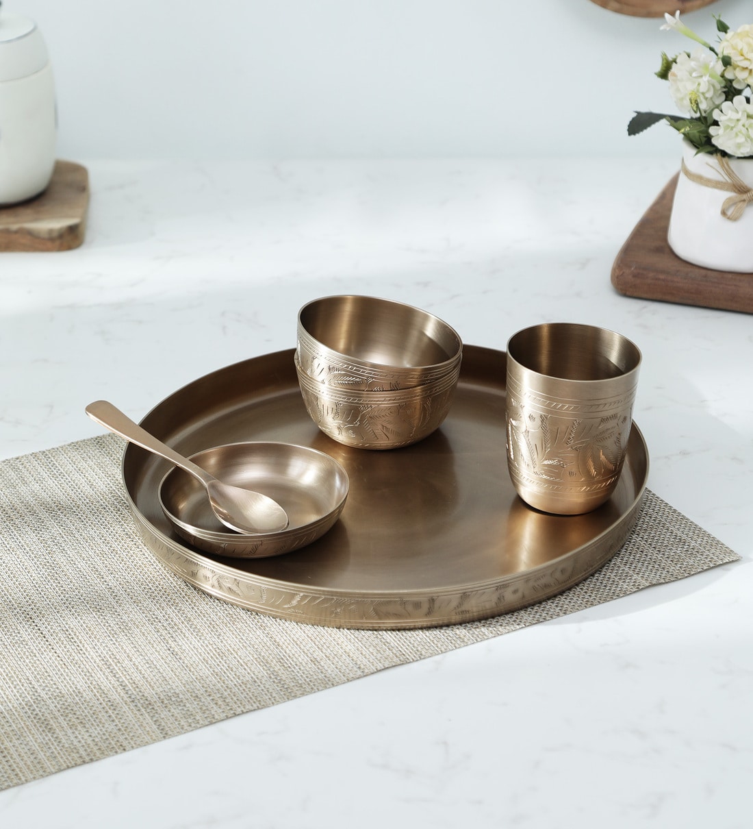 Buy Kansa 12 Inch Gold Bronze Dinner Plate at 17 OFF by Codesustain Pepperfry