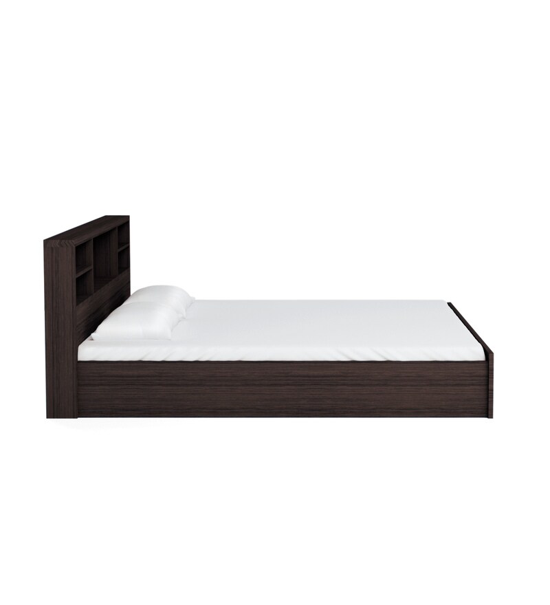 Buy Kaito King size Bed with Storage in Wenge Finish by Mintwud Online
