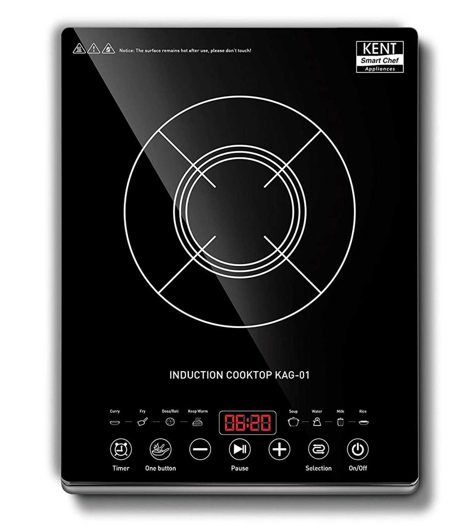 Buy KENT KAG01 2000W Induction Cooktop Touch Buttons in Black Colour Online Induction