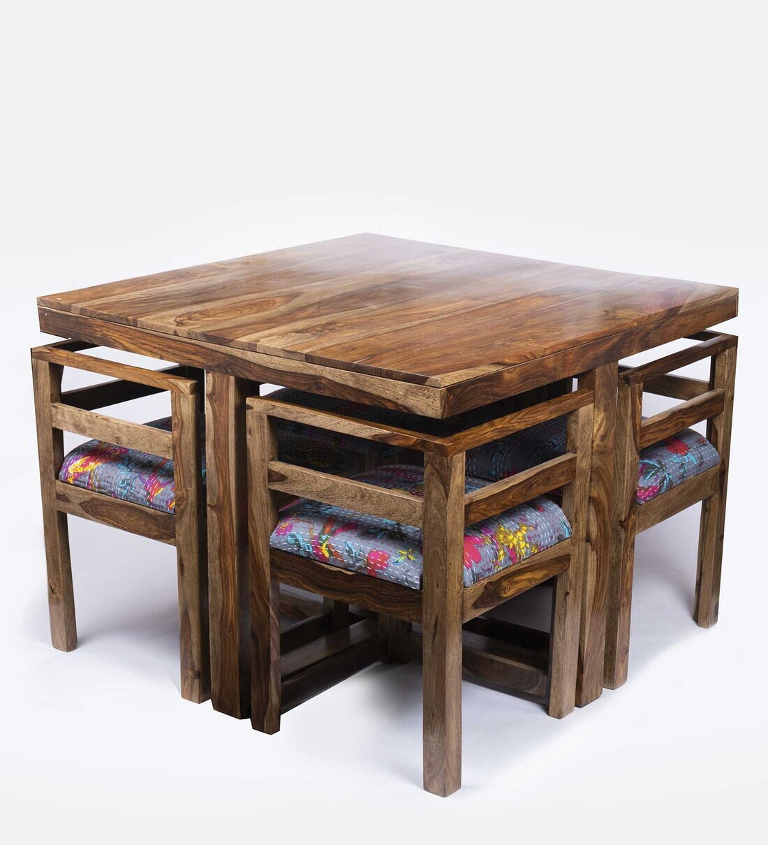 Buy Kingston Sheesham Wood 4 Seater Dining Set in Teak Finish at 100