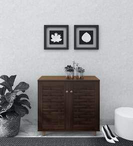 Buy Kanna Two Door Shoe Rack In Walnut Finish By Mintwud Online Modern Shoe Cabinets Shoe Racks Furniture Pepperfry Product