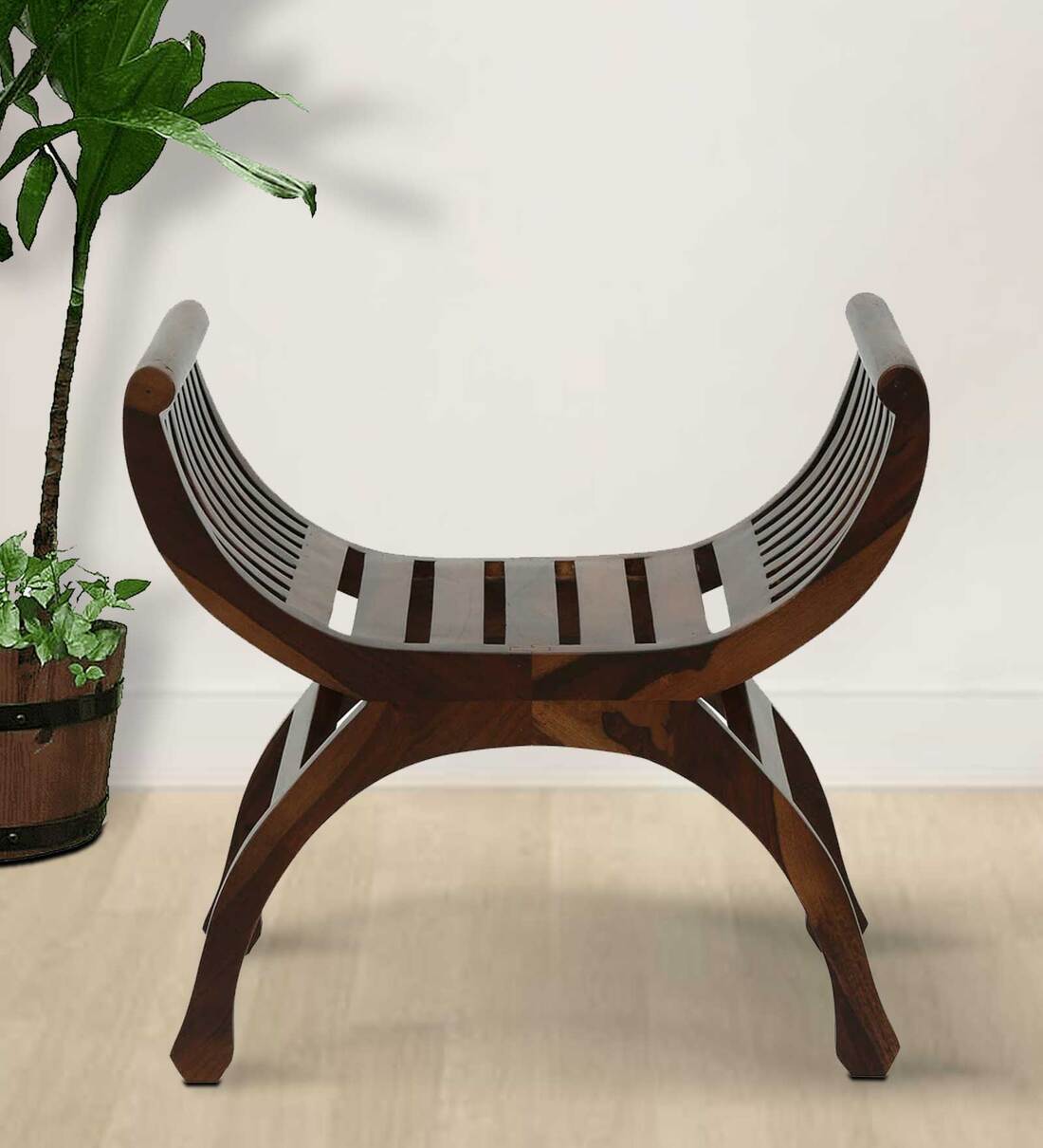Buy Bramley Sheesham Wood Seating Stool In Provincial Teak Finish