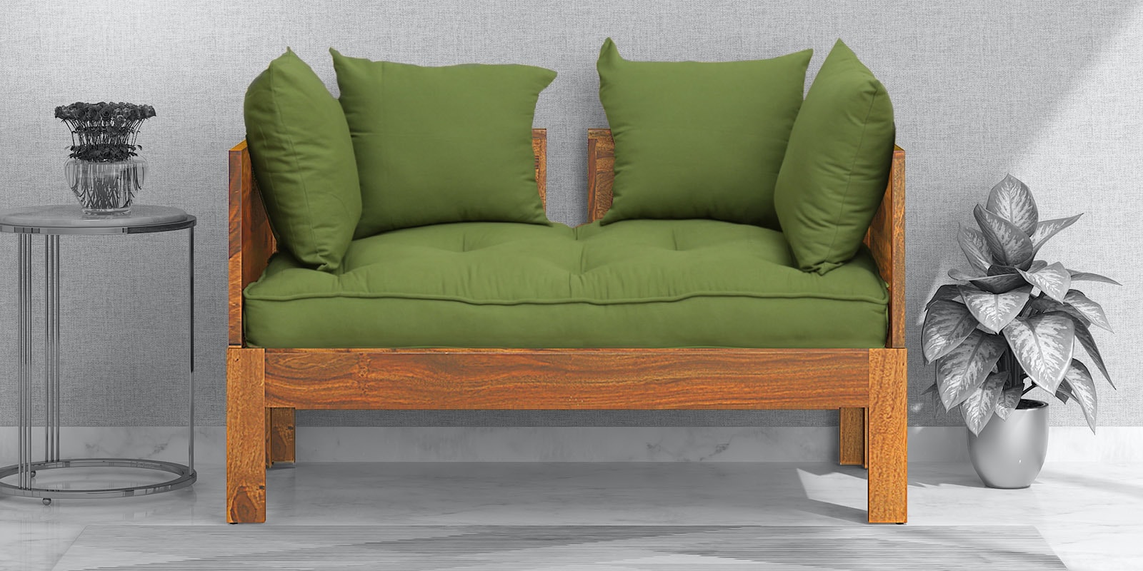 Buy LBack Easy 2 Seater Sofa in Rustic Teak Finish Online Modern 2