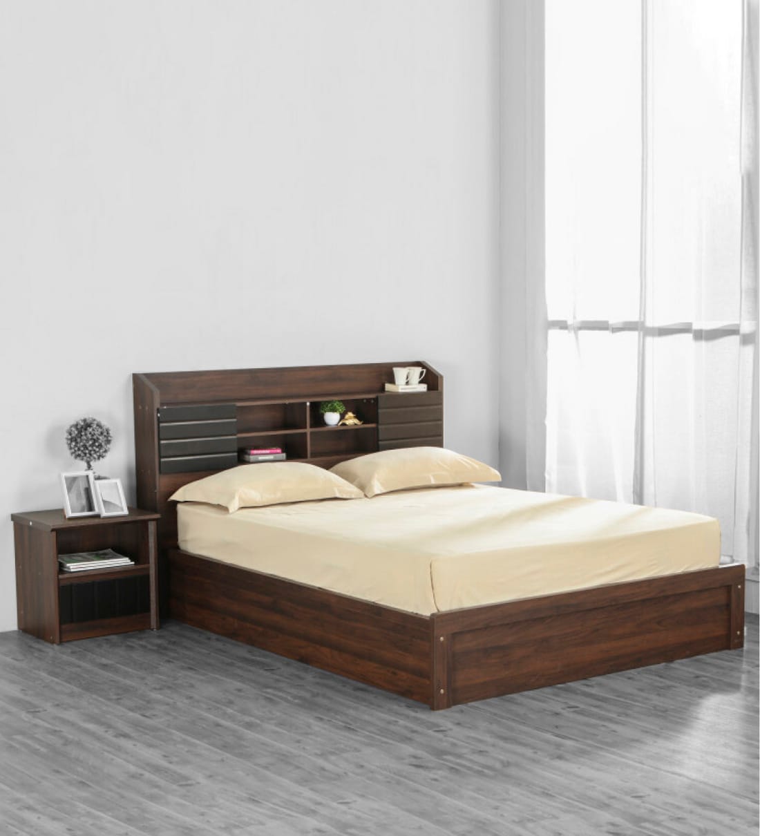 Buy Lewis Magnus King Size Bed in Brown Colour by Home Centre Online