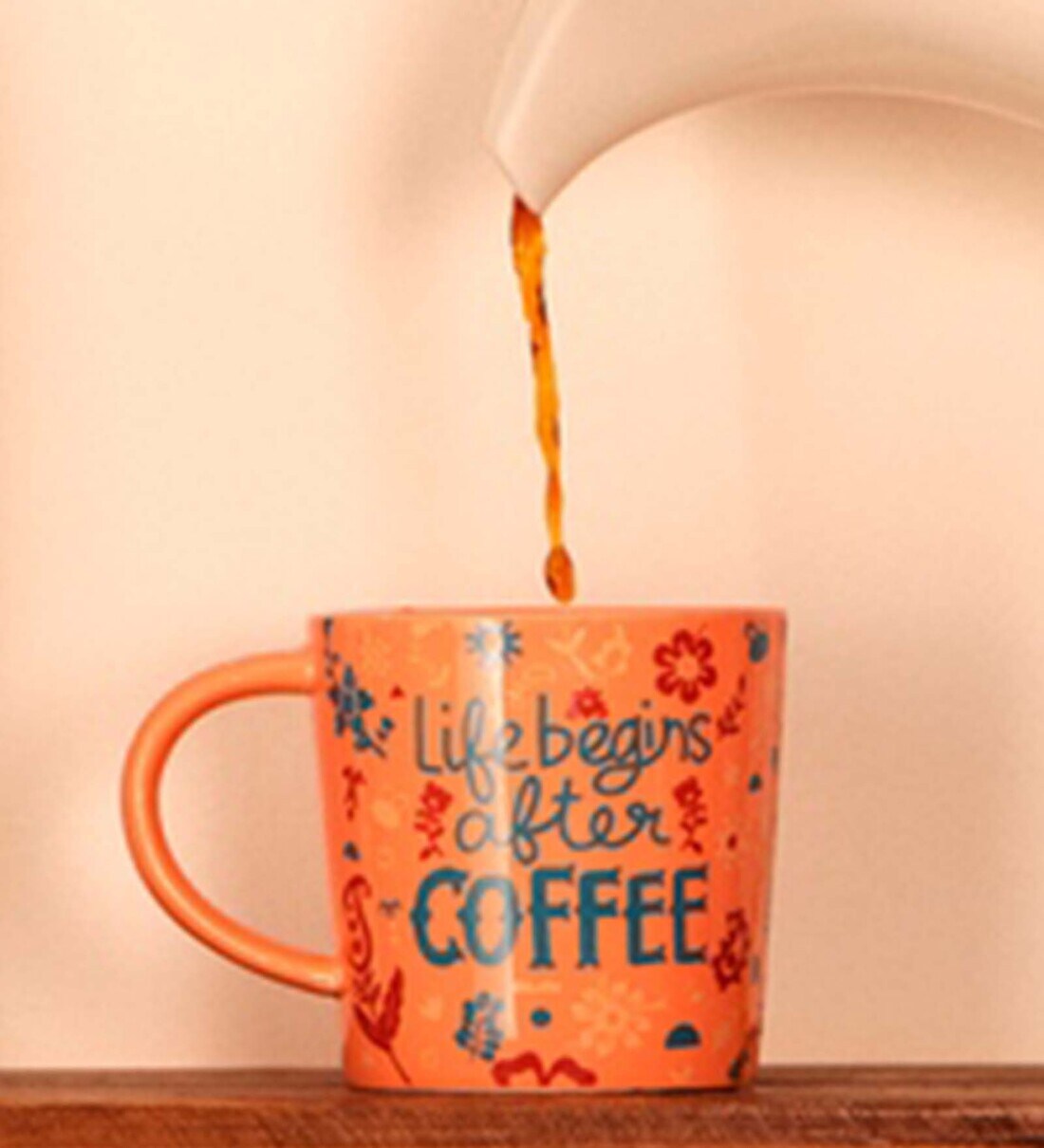 Buy Life Begins 300ml Orange Ceramic Coffee Mug Online Coffee Mugs Coffee Mugs Kitchen and