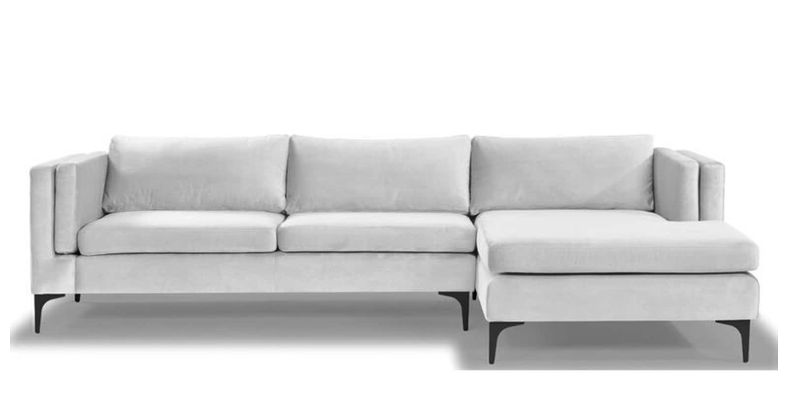 Buy Lima Fabric LHS Sectional Sofa in Light Grey Colour Online Modern