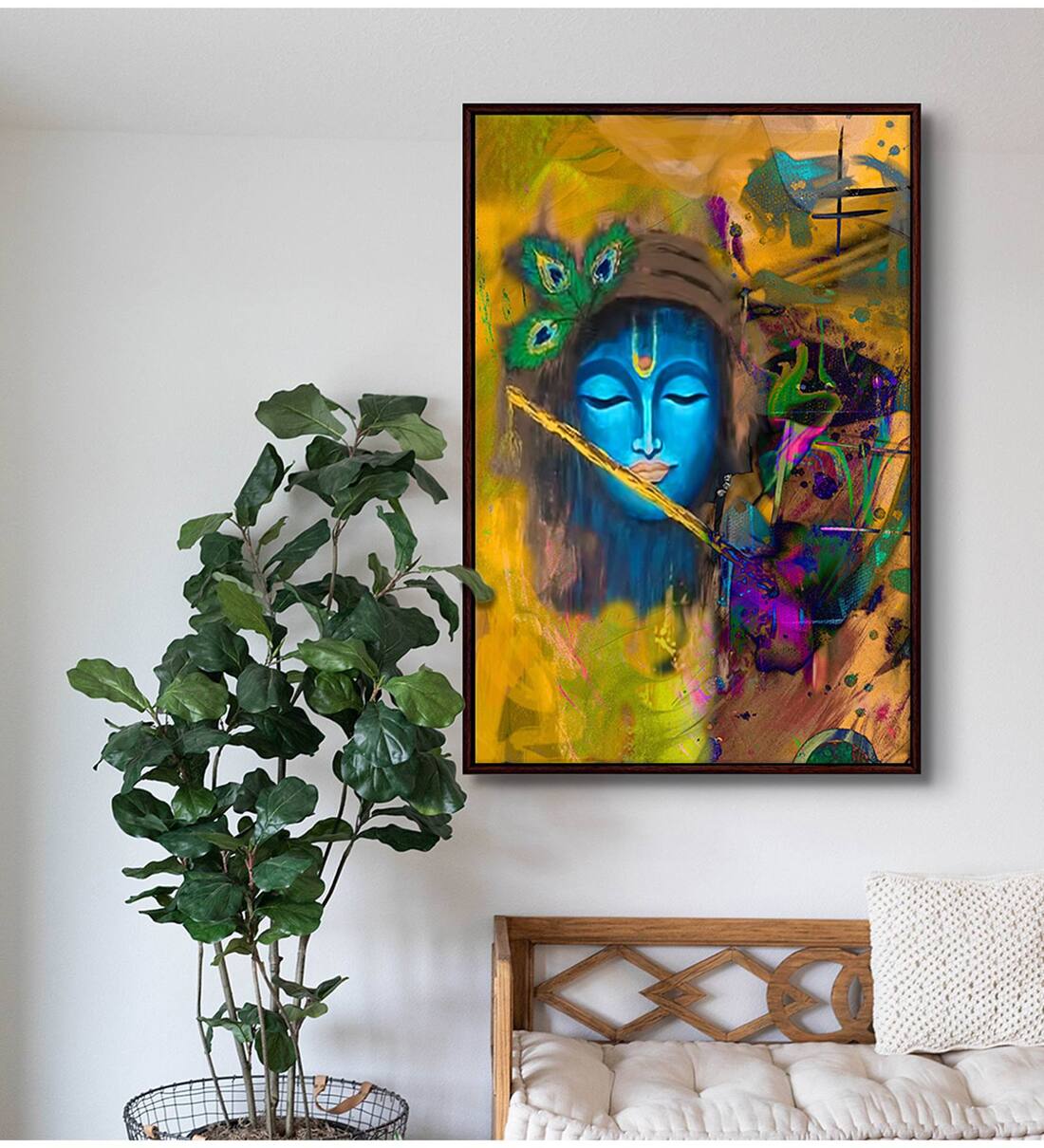 Buy Lord Krishna Face Art Canvas Print at 100% OFF by 999Store | Pepperfry