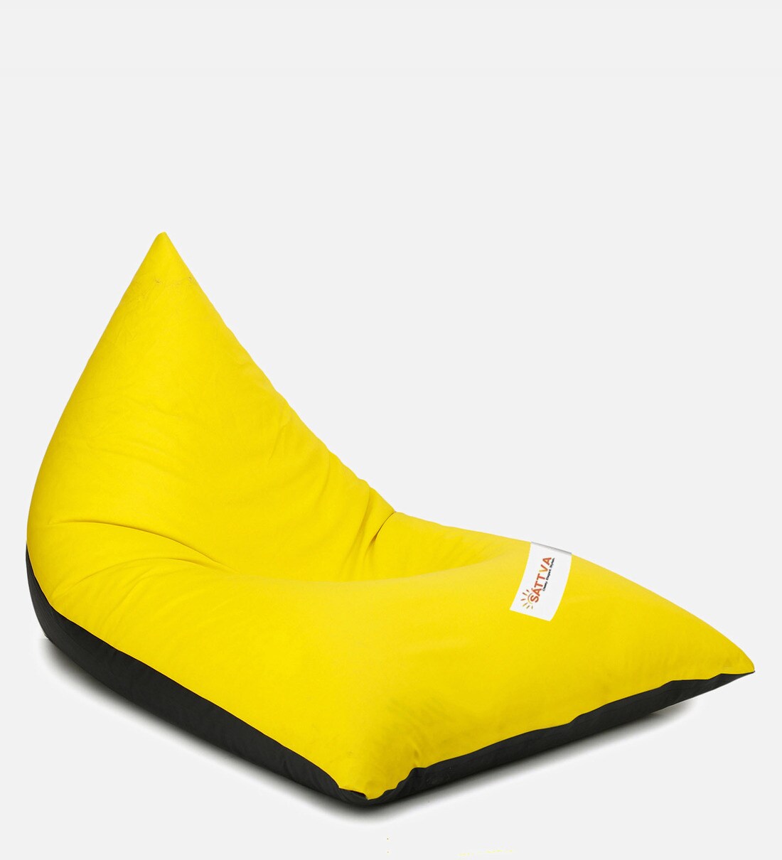 Buy Lounge Pyramid Jumbo Bean Bag with Beans in Black & Yellow Colour