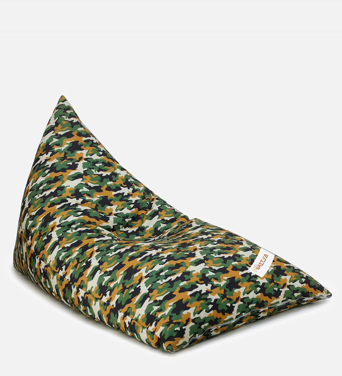 Buy Lounge Pyramid Jumbo Bean Bag with Beans in Green Army Print at 38