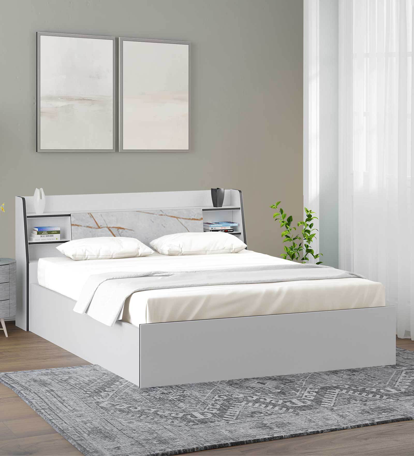 Buy Marbito Queen Size Bed in White Finish with Box Storage at 61 OFF by home Pepperfry