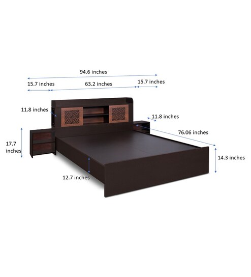 Buy Marigold Queen Size Bed With Bedside Table In Wenge Finish By Delite Kom Online Transitional Queen Size Beds Beds Furniture Pepperfry Product