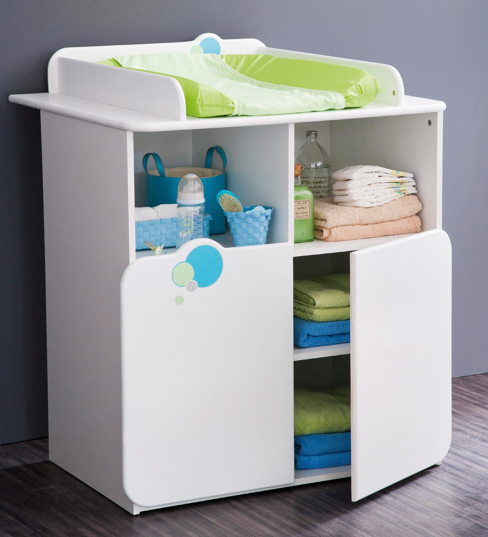 Buy McCyan Changing Table cum Storage Chest in Velvet White Finish by ...