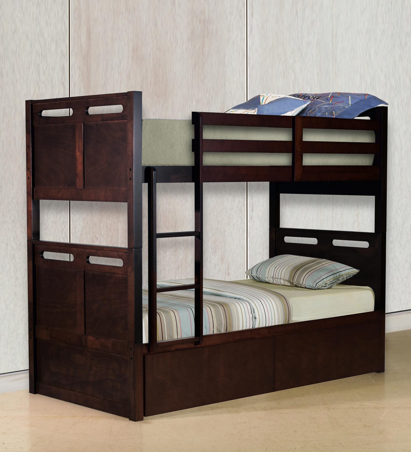 Buy McLuis Bunk Bed with Drawer Storage in Wenge Finish by Mollycoddle