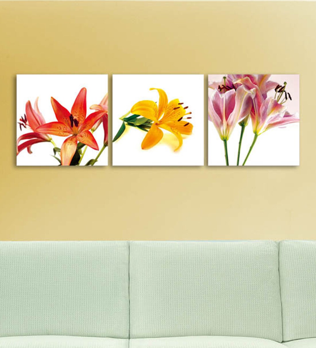 Buy MDF 3Panel Amazing Flowers Wall Decor by Go Hooked Online Floral