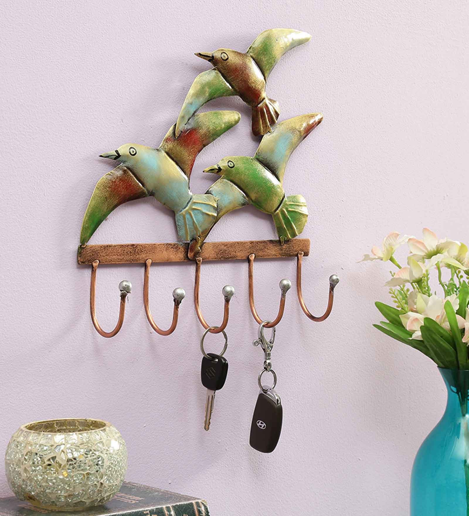 Buy Metal Bird Key Holder In Antigue Finish By Padmavati Art Creations
