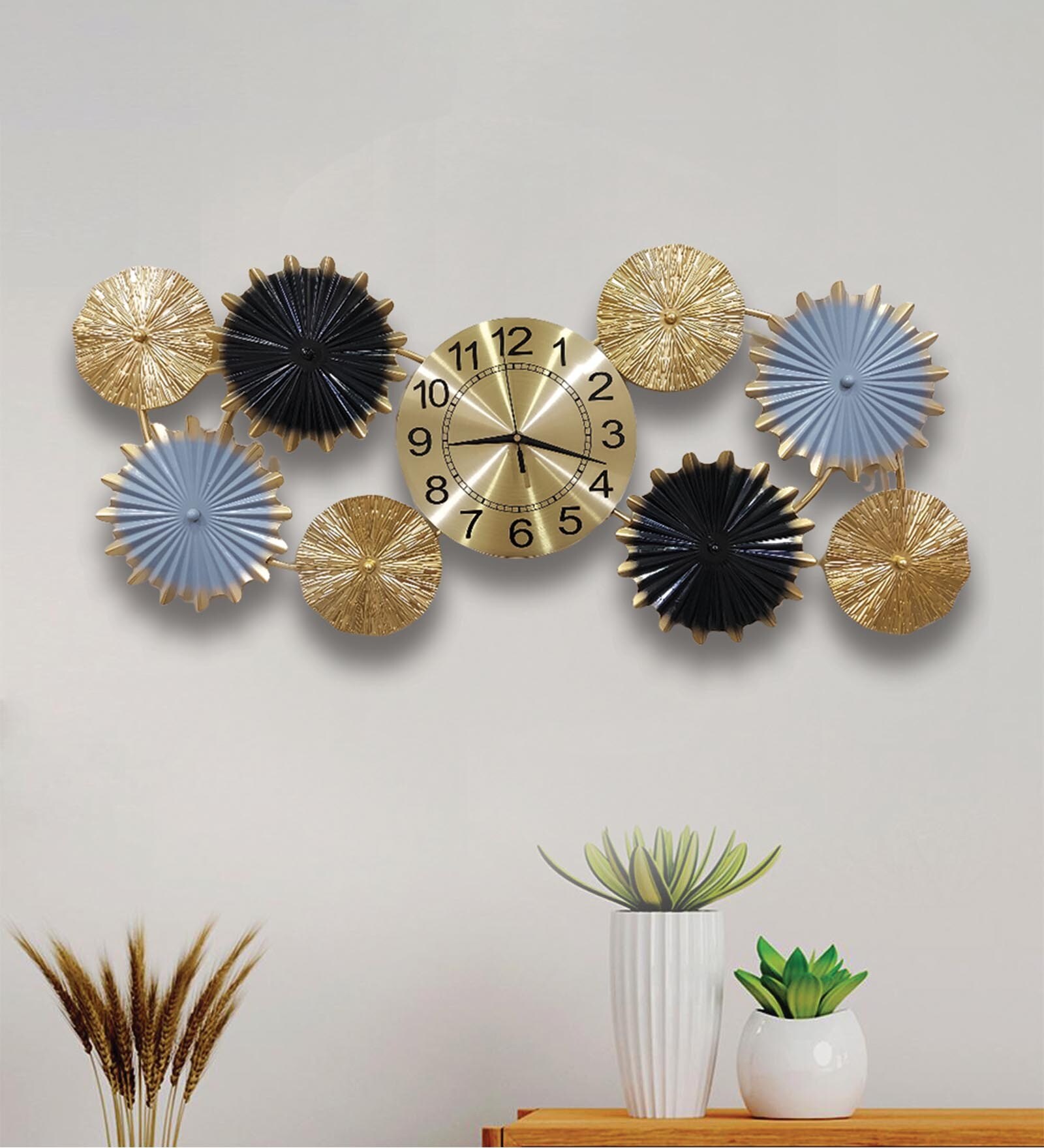 Buy Metal Decorative Horizontal Wall Clock In Black Online Novelty Wall Clocks Decorative