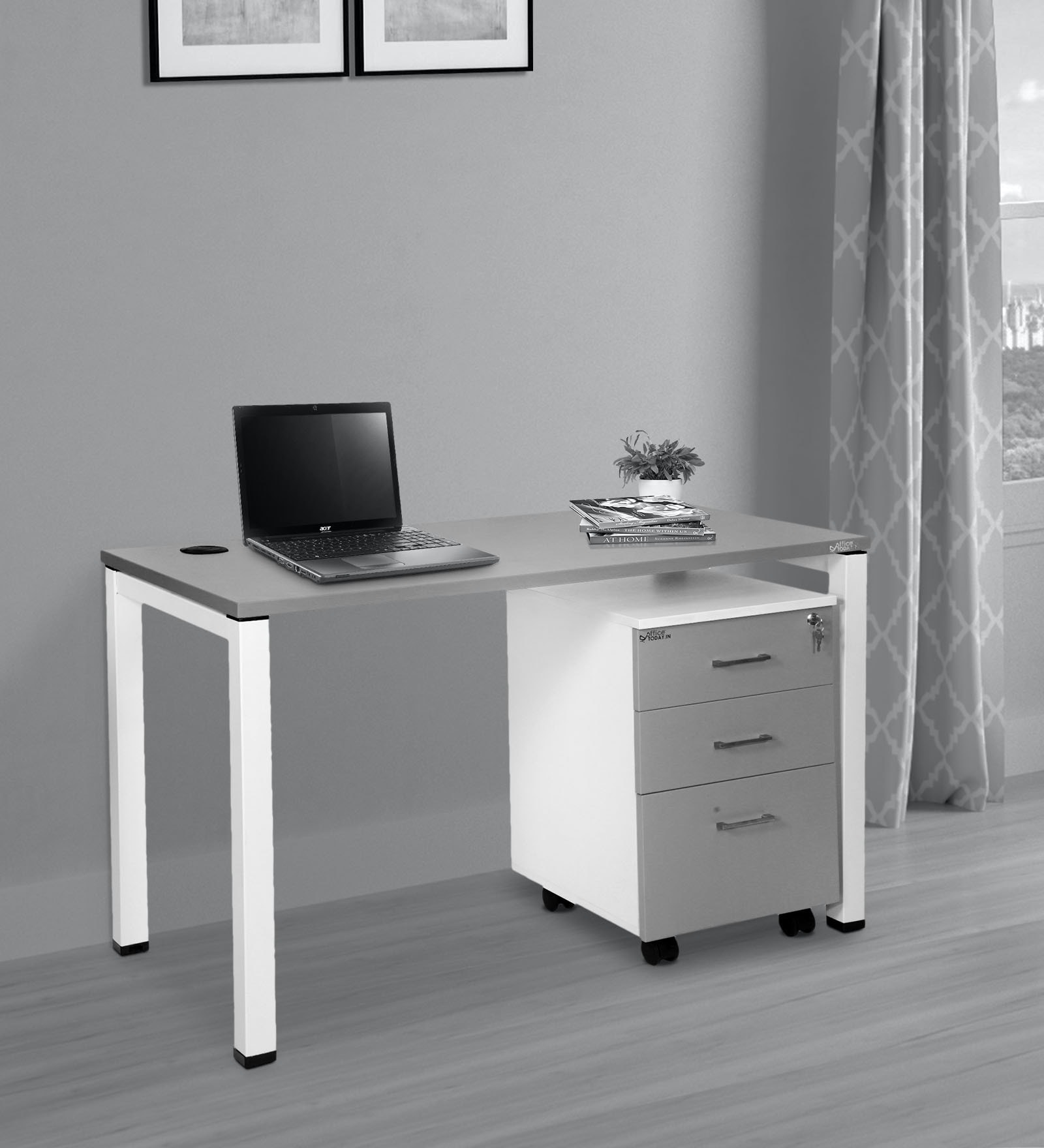 Buy Mexico Office Table in Gothic Grey & White Finish Online - Work  Stations - Office Tables - Furniture - Pepperfry Product