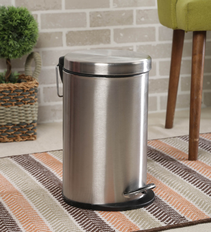 Buy Stainless Steel Swing Dustbin 18 Litres Set Of 2 Online