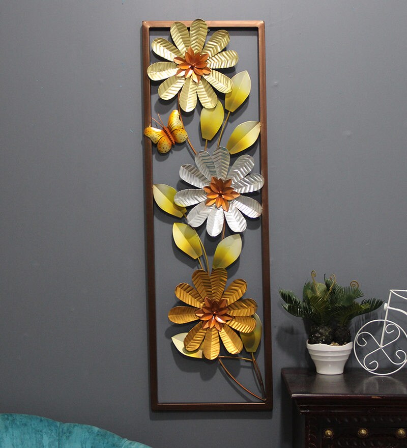 framed metal flower wall decor