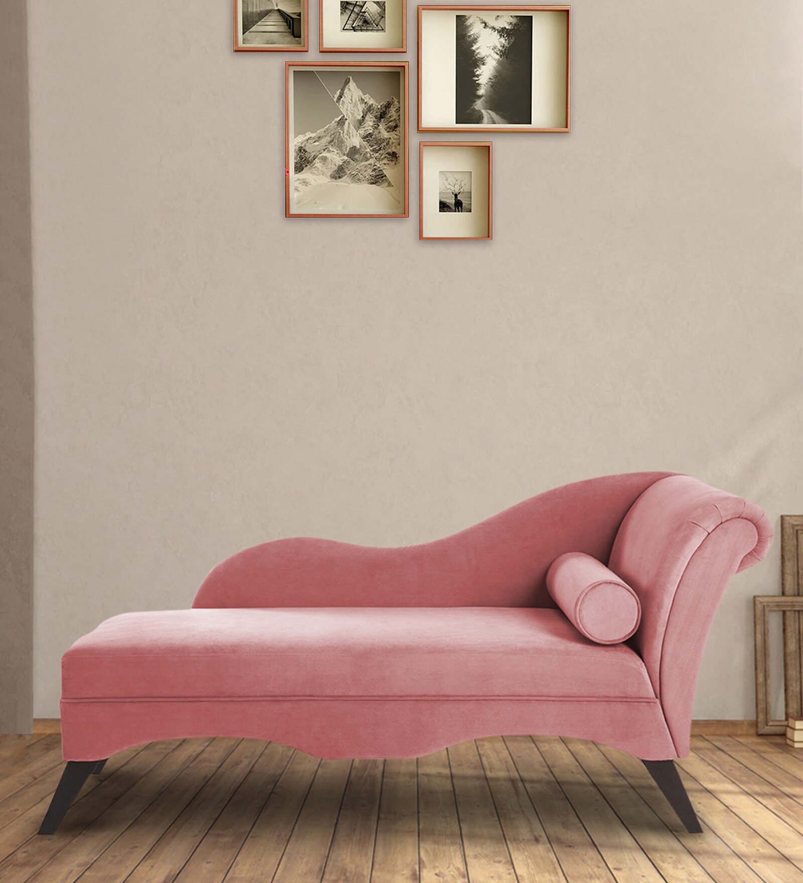 Buy Modern Fabric Chaise Lounger in Pink Colour Online Chaise