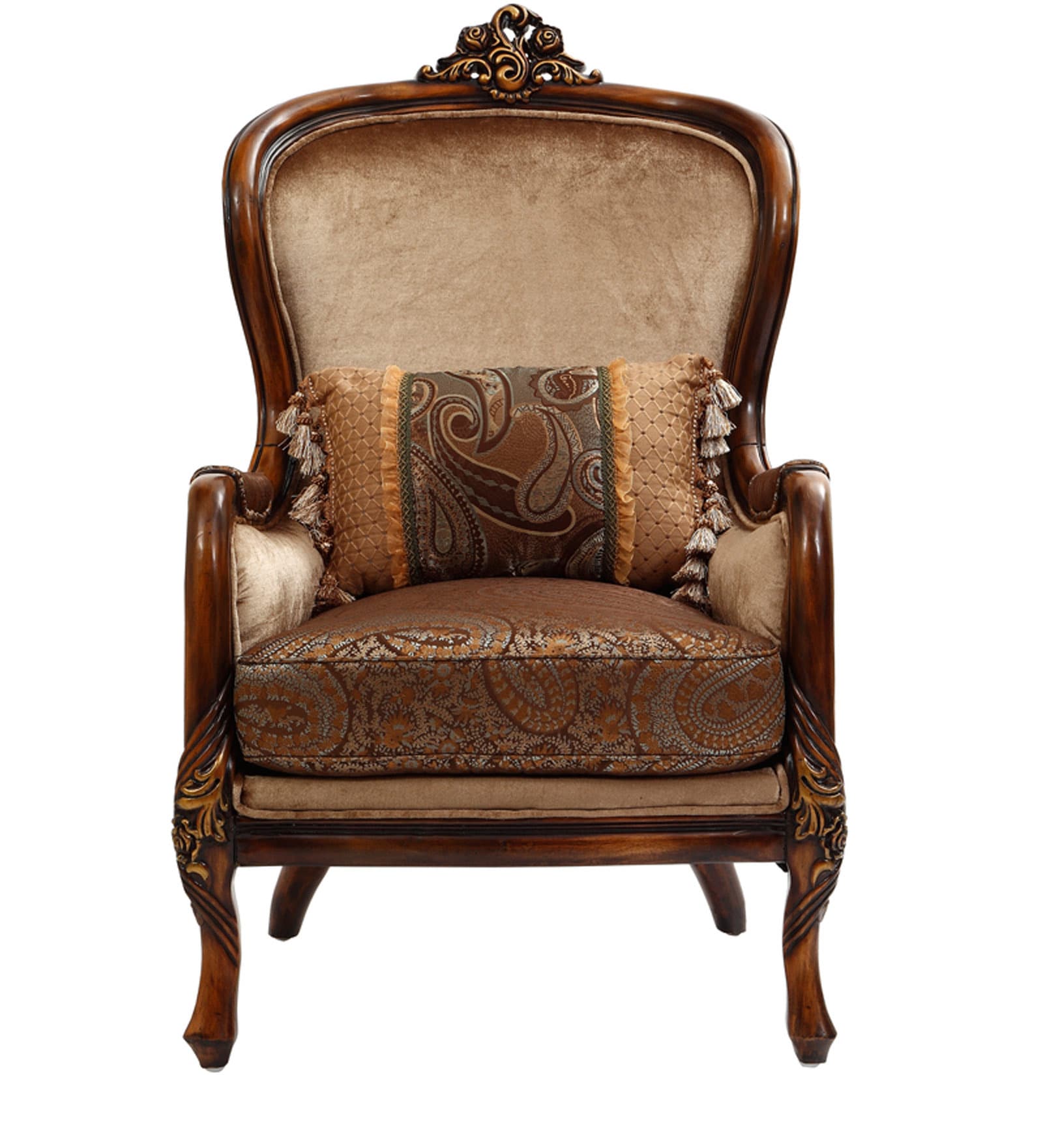 Buy Monarch Solidwood One Seater Sofa in Brown Finish by Hometown