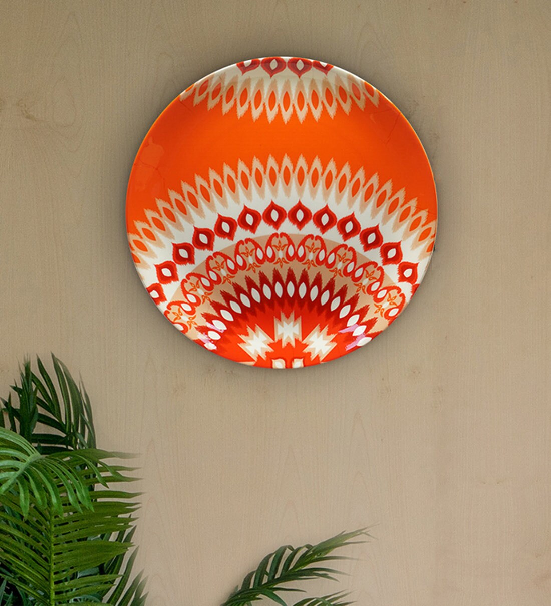 Buy Multicolor Ceramic Dazzling Ikat Decorative Wall Plate By Kolorobia