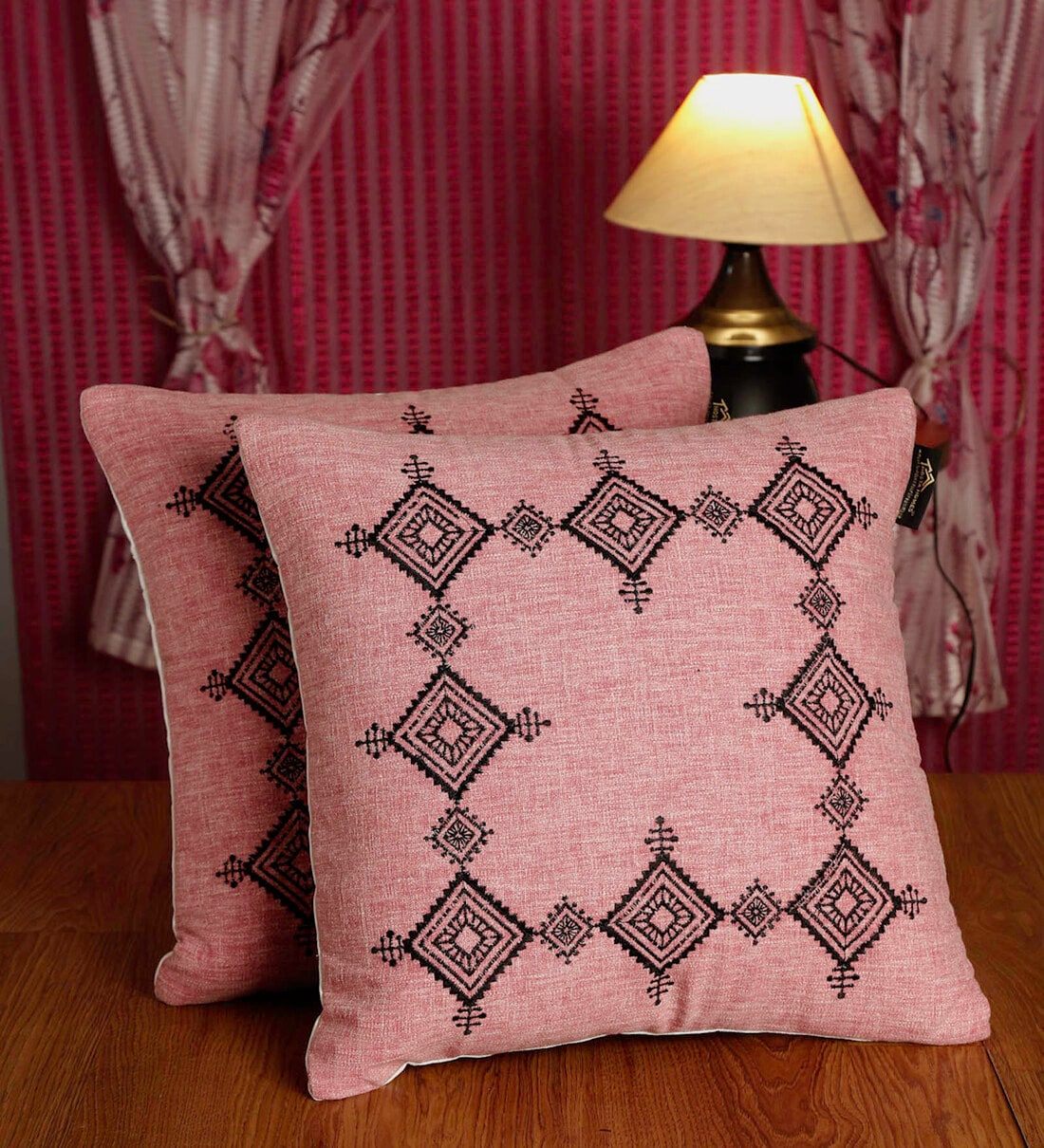 Buy Pink Cotton Woven 16 x 16 Inches 2 Cushion Covers By Hosta Homes at 58 OFF by Hosta Homes