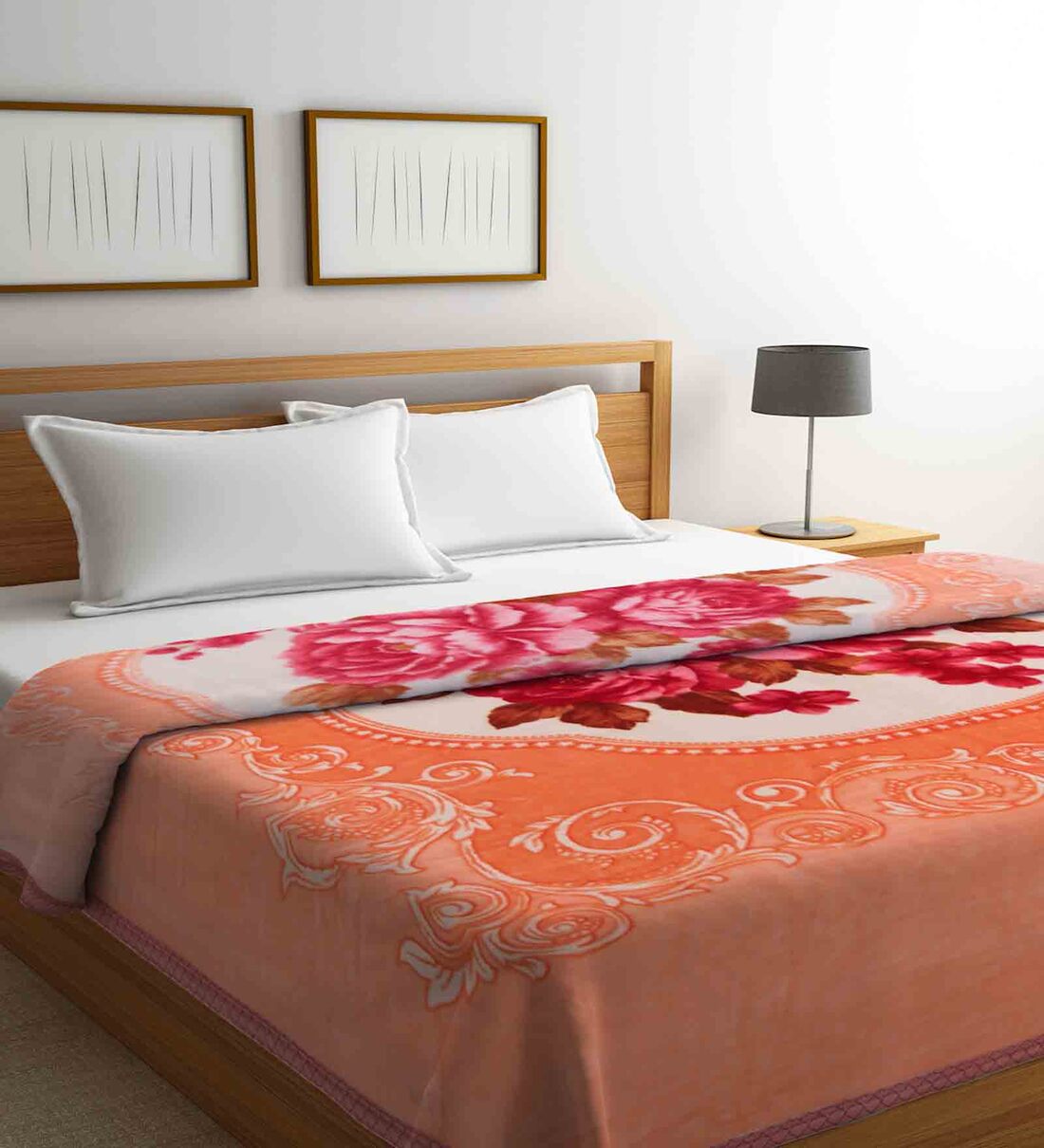 Buy Multicolor Floral Wool 800 GSM Double Bed Blanket by Klotthe Online