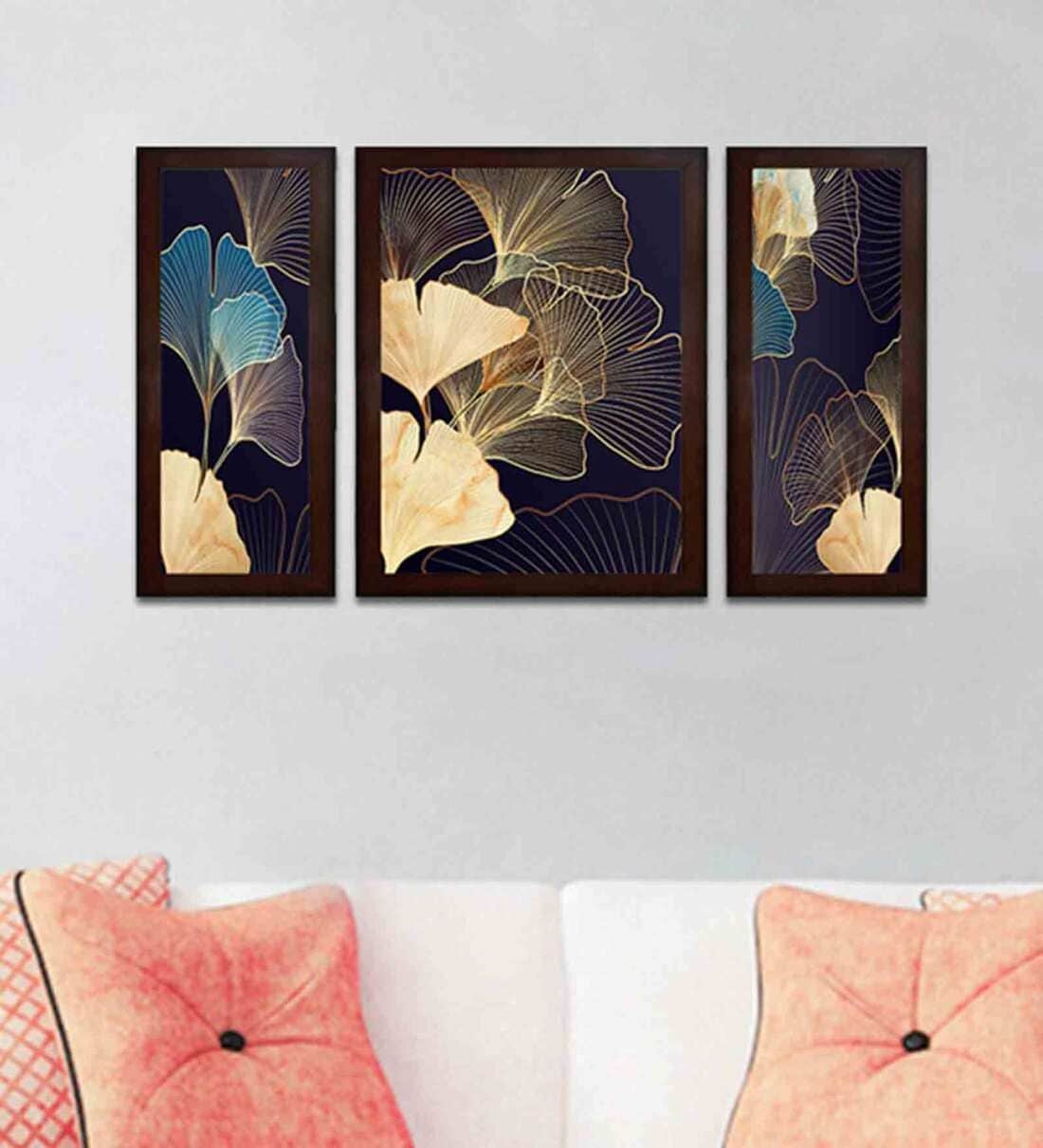 Buy The Pure Forefront Multicolour MDF Framed Floral Art Print Set of 3 ...