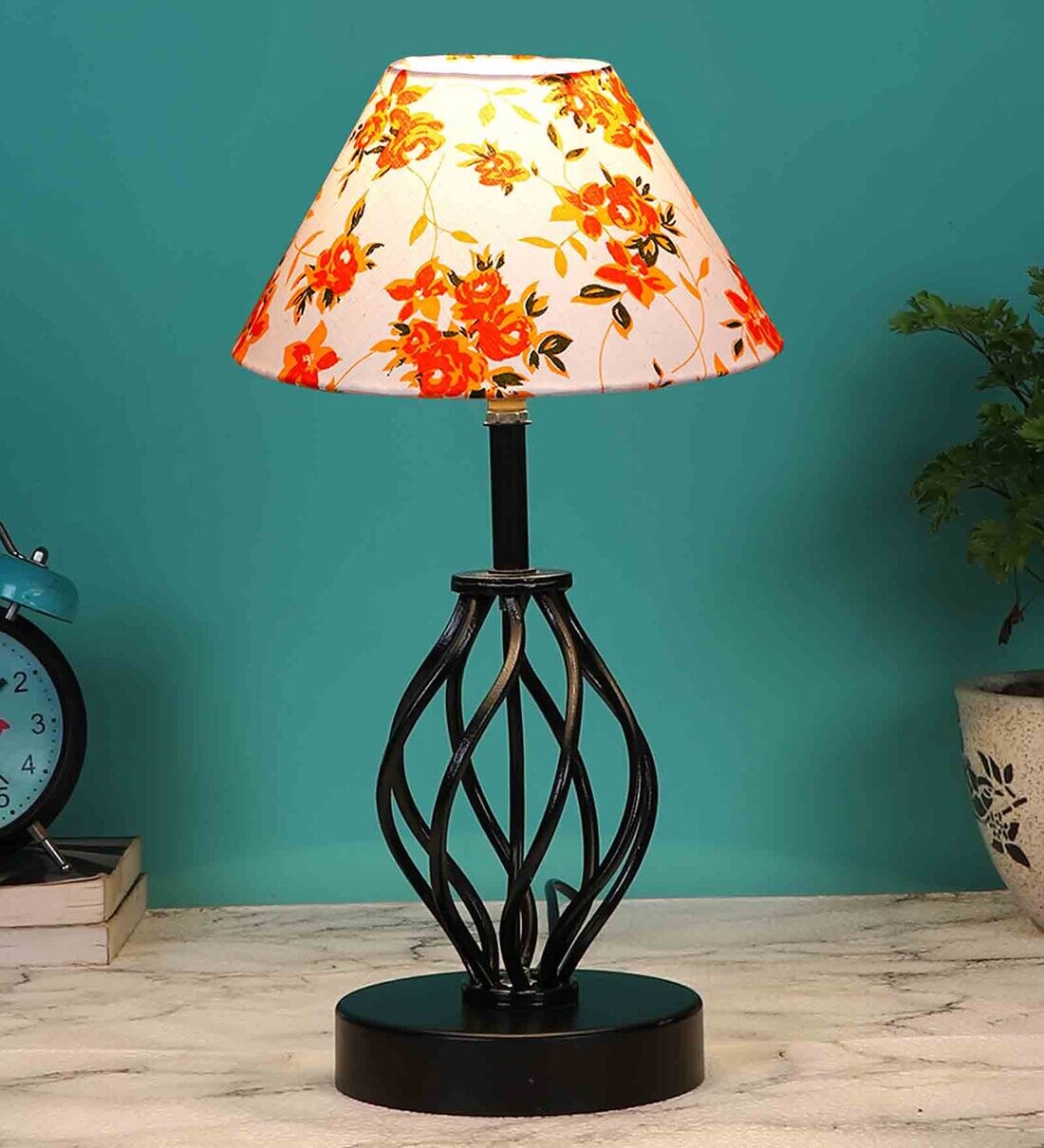 Buy Multicolour Shade Table Lamp With Shade Table Lamp With Iron Base ...