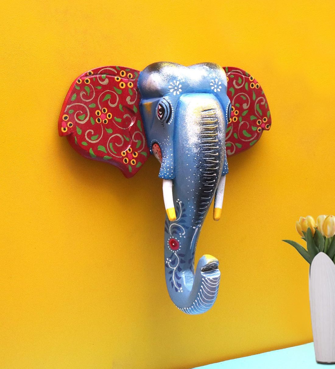 Buy Multicolour Wooden Mystic Wall Decor Faux Animal Bust Online Faux