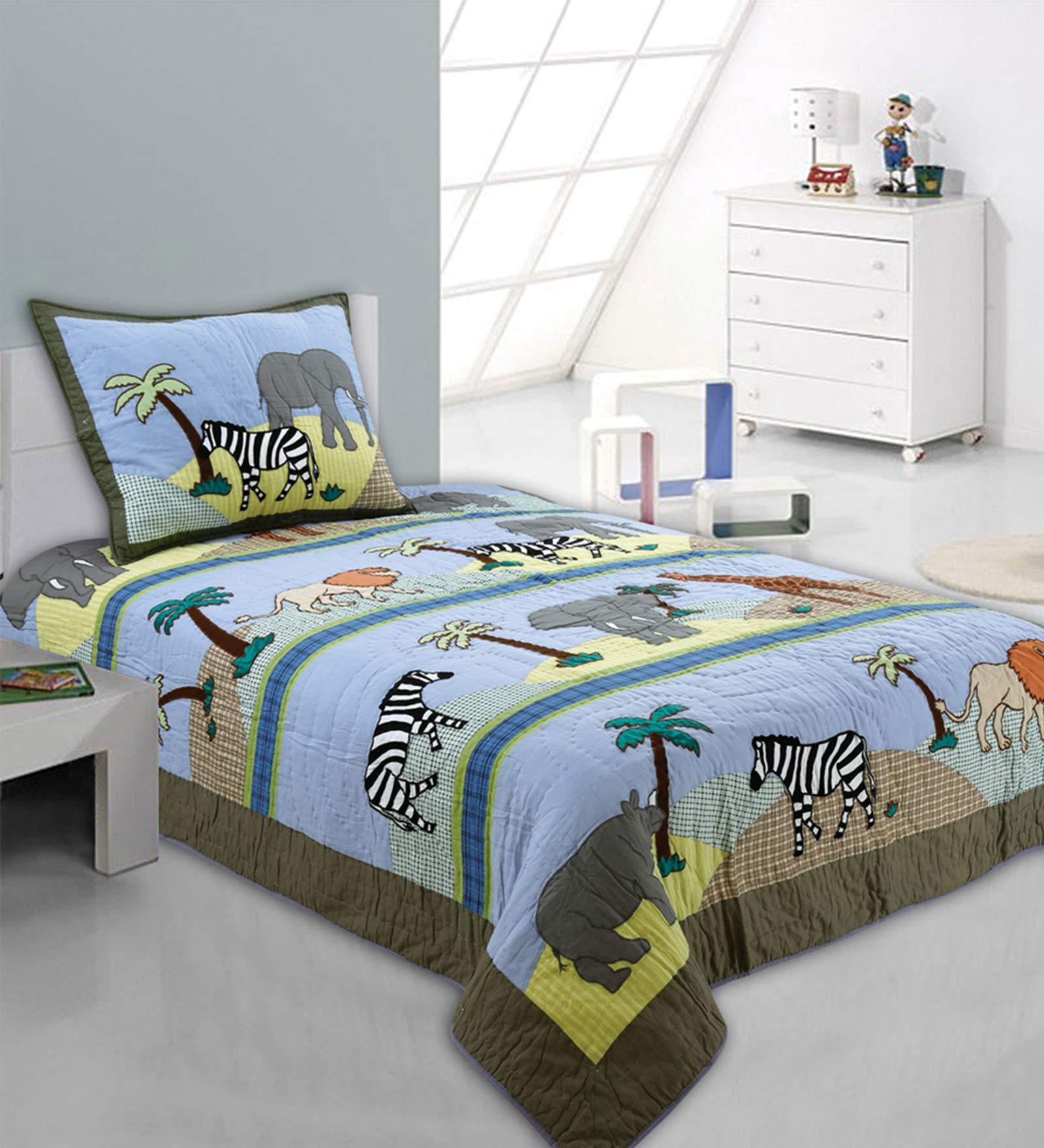 Buy Multicolor 250 GSM Queen Quilt and 2 Pillow covers By Quilting Tree Online Kids Double