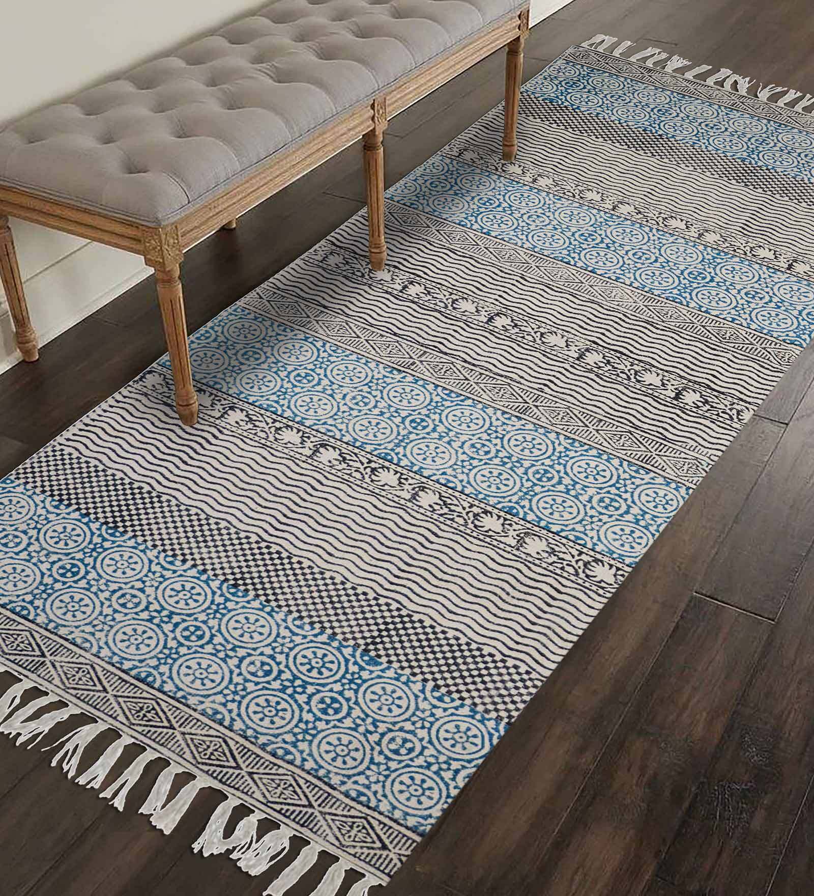 Buy Multicolor Cotton Abstract 72x24 Inches Bedside Runner by