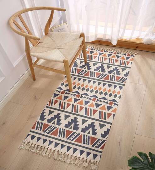 Multicolor Geometric Cotton 34x21 Inches Max Absorbant Floor Mat