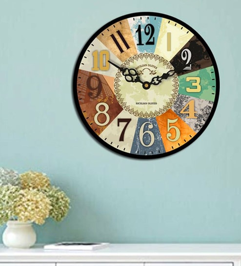 Multicolor Engineered Wood Analog Wall Clock Offers & Cashback