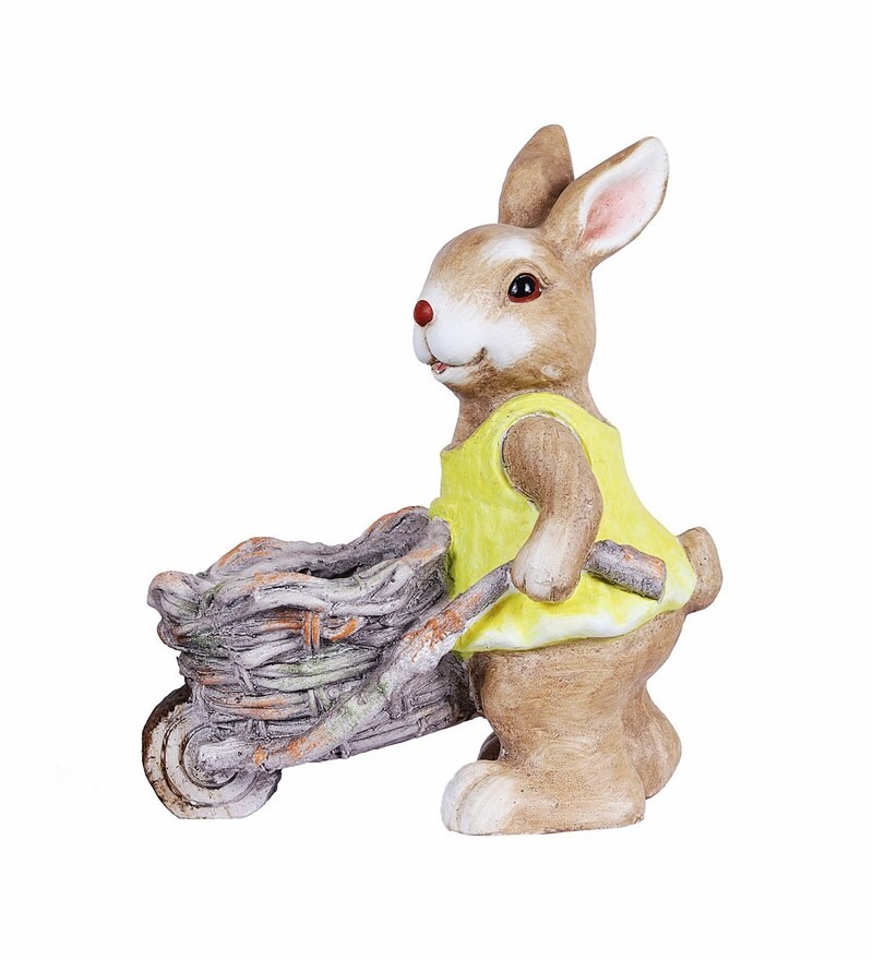 Buy Multicolor Resin Rabbit Bunny Push Trolley With Pot