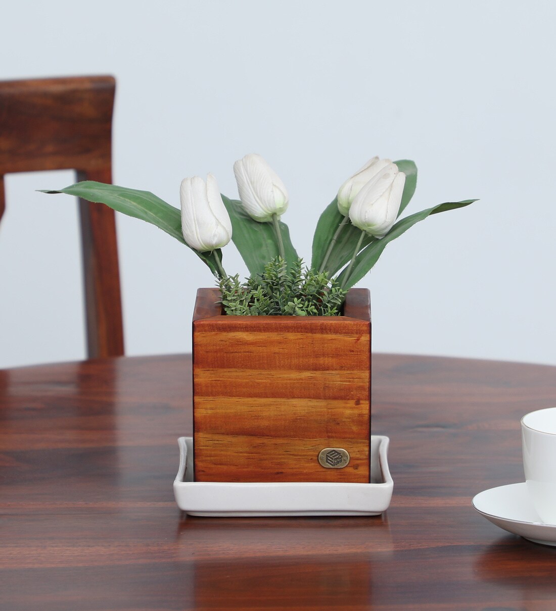 Buy Natural Finish Pine Wood Square Desk Planter by My Eden at 100 OFF