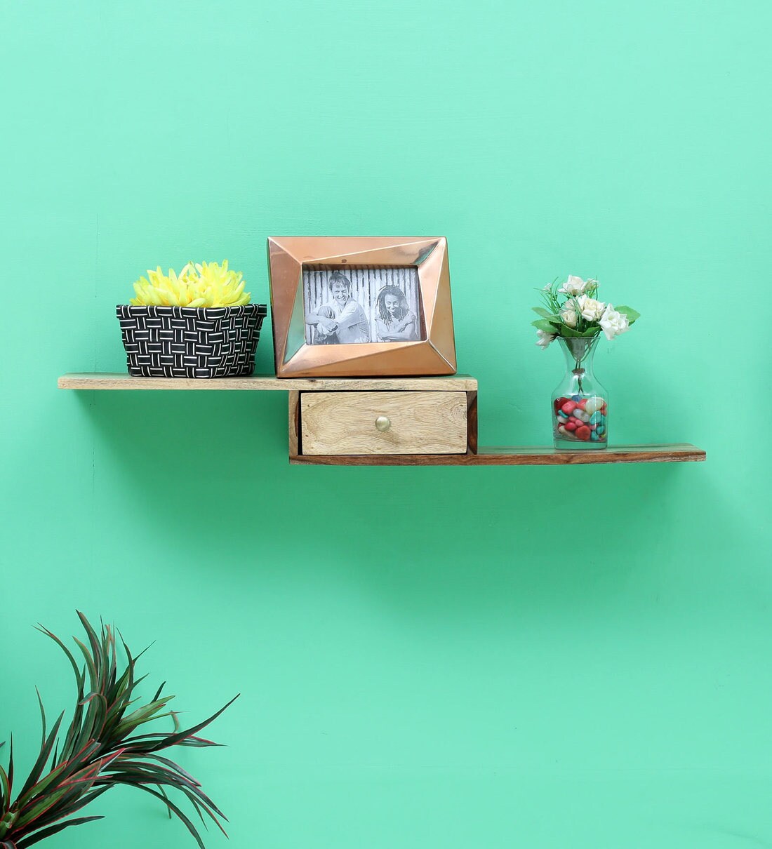 Buy Sheesham Wood Floating Wall Shelves in Brown Colour Woodsworth By Pepperfry Online