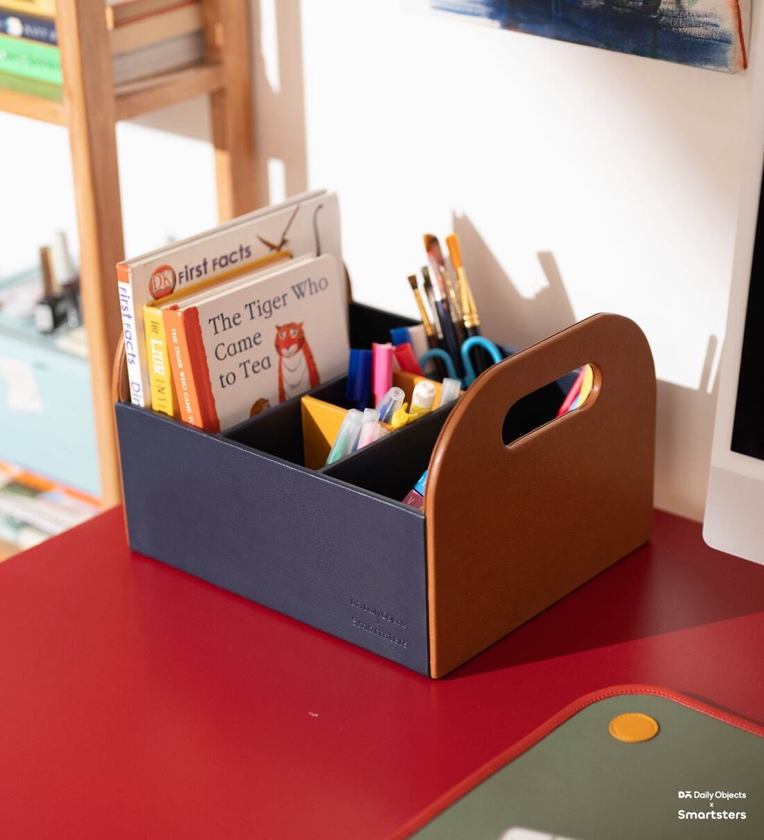 Buy Navy Blue Hive Leatherette Desk Organiser by Smartsters Online