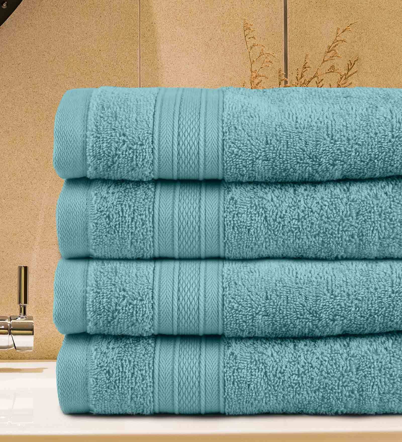 Buy Nile Blue 500 GSM 100 Cotton Bath Towel (Set of 4) by Trident at 42 OFF by Trident Pepperfry