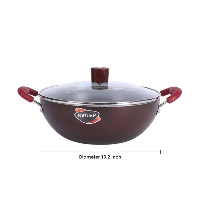 Buy 25cm Aluminium Non Stick Kadhai With Lid Online Kadais