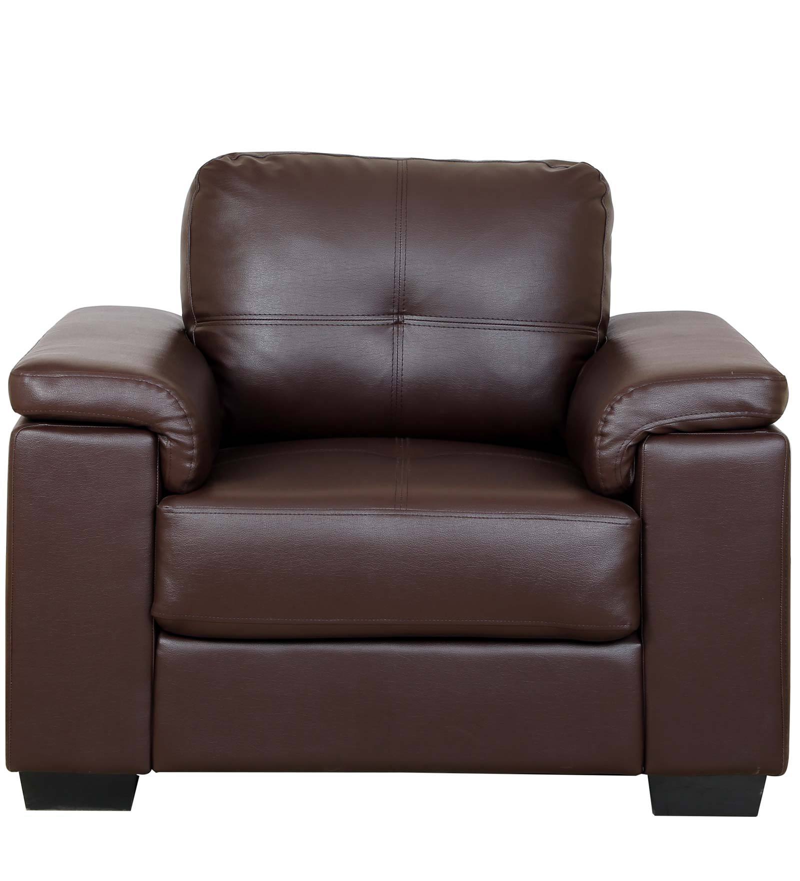 Buy Norman One Seater Sofa in Brown Colour by HomeTown Online 1