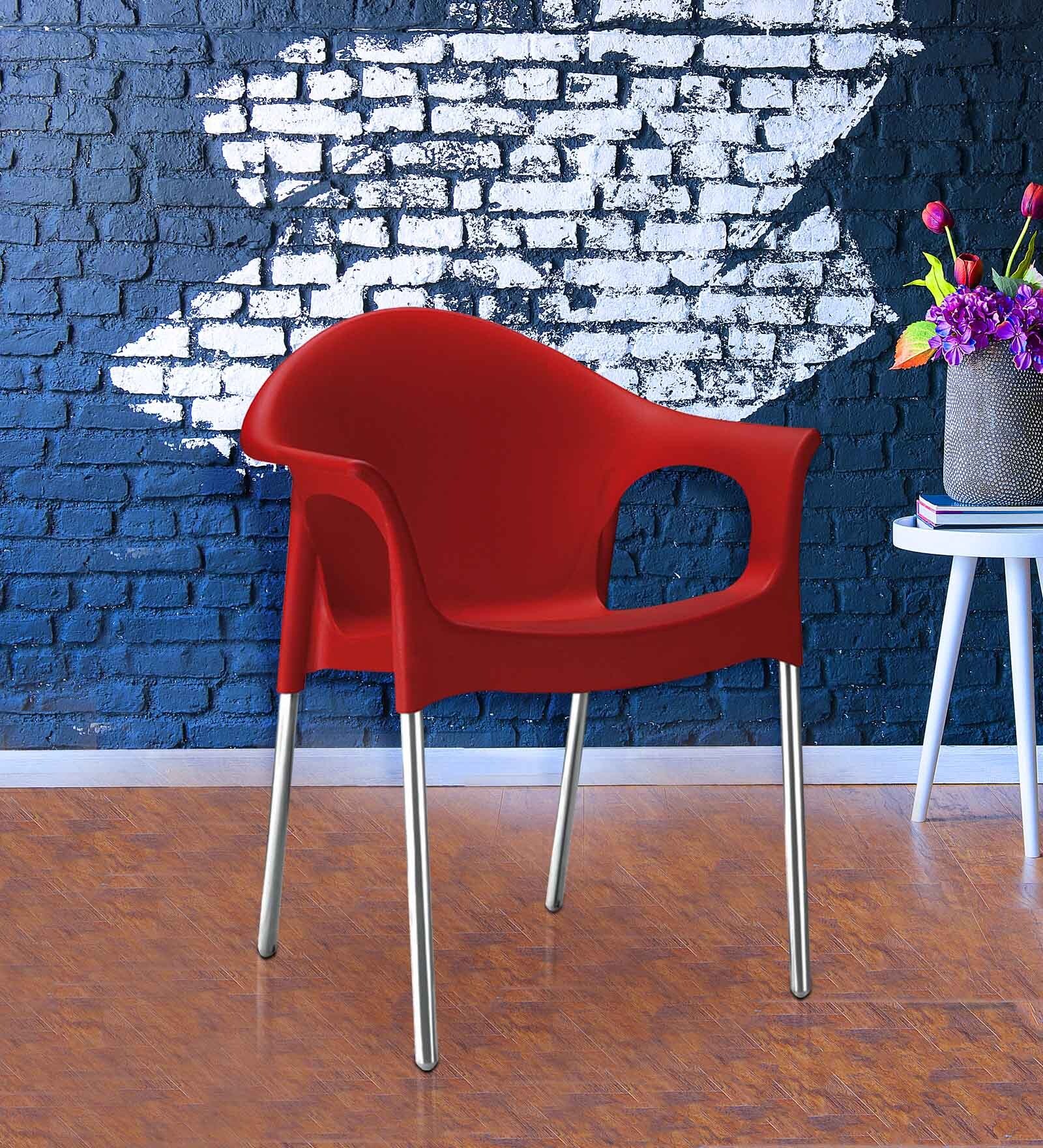 Buy Novella Visiter Chair With Arms in Red Colour by Nilkamal Online