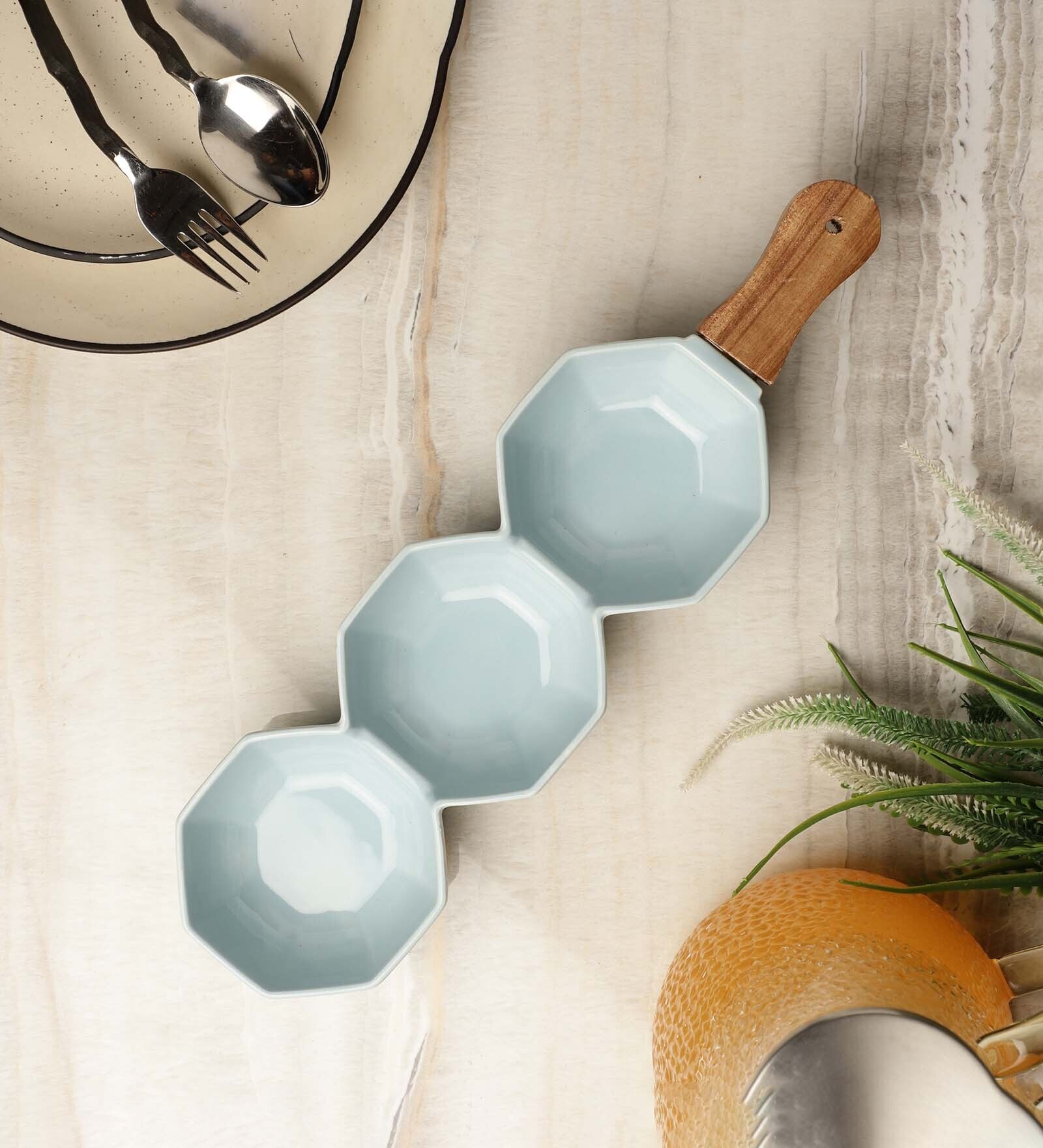 Buy Octagonal Pastel Green 15 Inch Ceramic Appetizer Platter Online