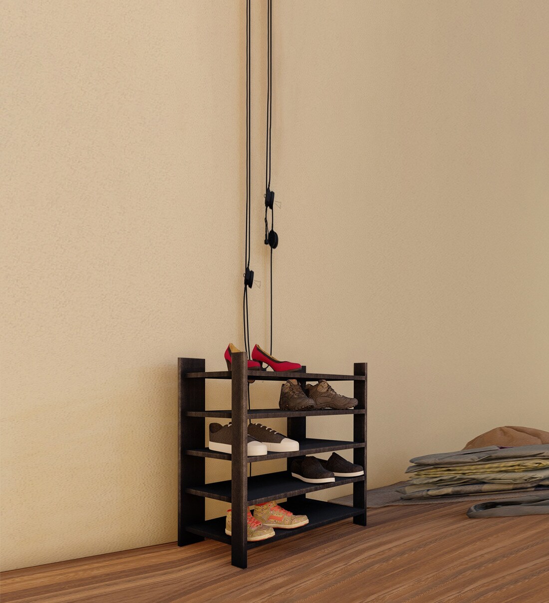 Open Shoe Rack Rvt Buy Open Shoe Rack in Wyoming Maple Finish Online - Open Shoe Racks ...