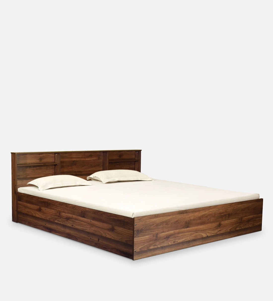 Buy Opus Queen Size Bed in Walnut Finish with Box Storage Online