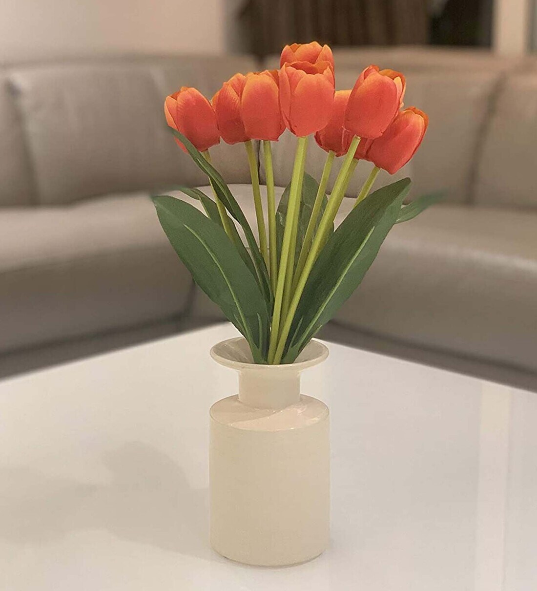 Buy Orange Fabric Tulip Flower Bunch Artificial Flowers Online