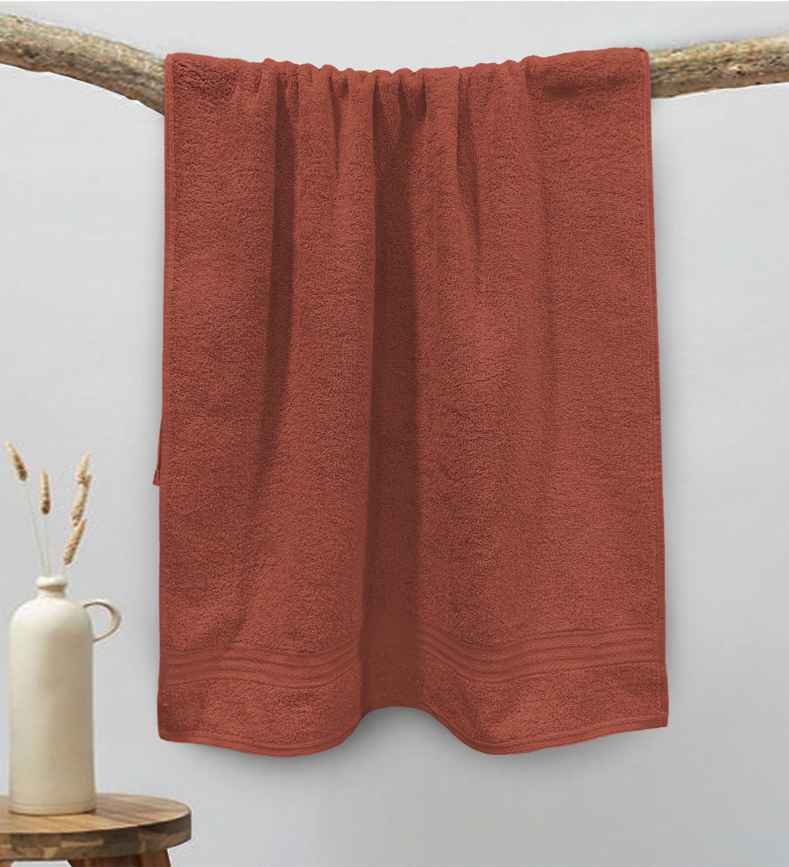 Buy Orange Anatolia Solid 500 GSM Cotton Bath Towel By Sassoon Fab