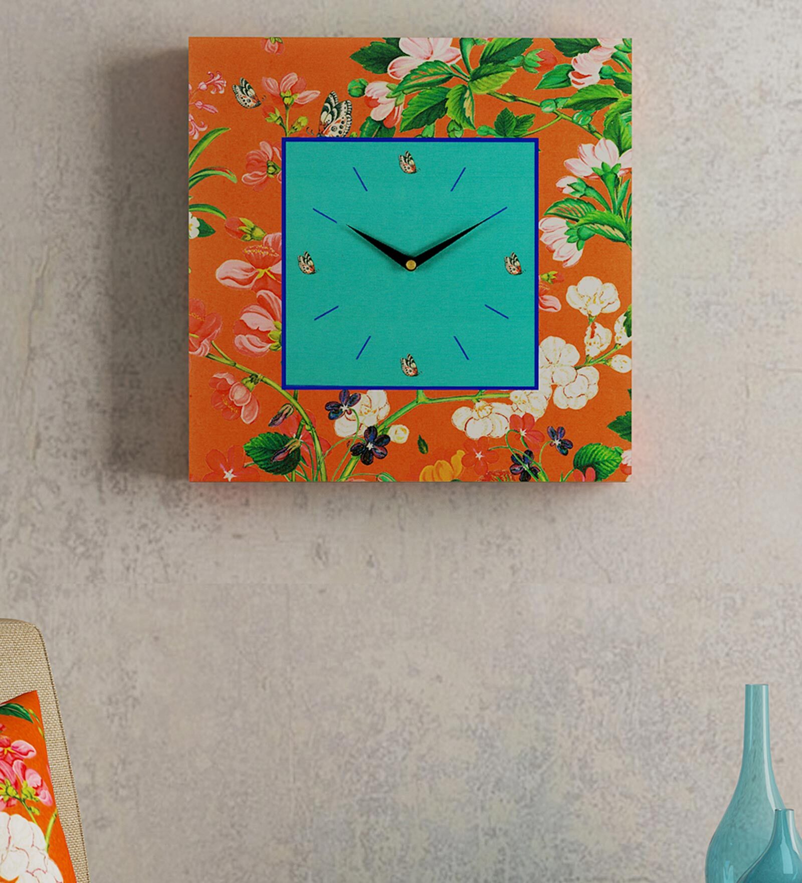 Buy Orange Pinewood & MDF Traditional Wall Clock Online Traditional Wall Clocks Decorative